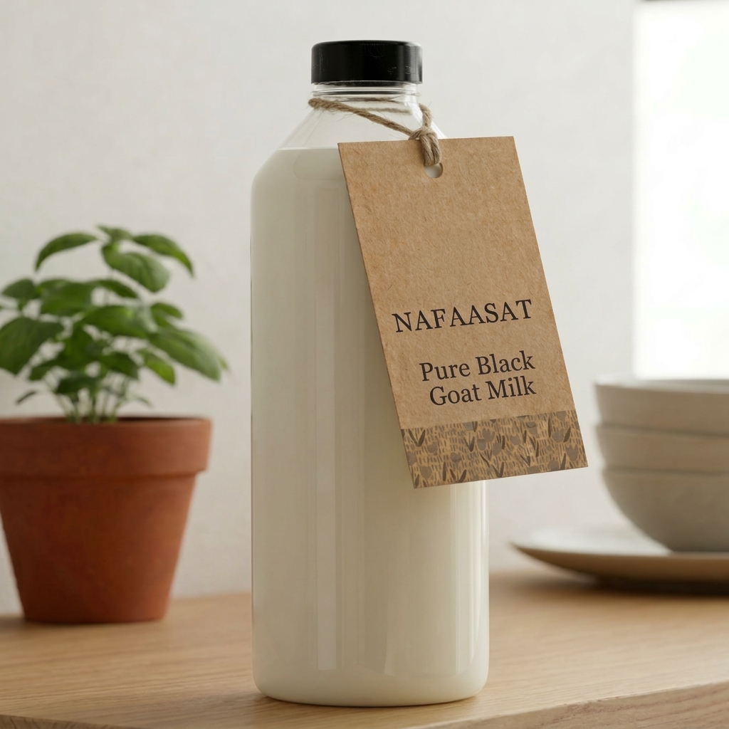 Nafaasat Black Goat Milk — unfiltered pure small-batch A2 milk Karachi, Rs.899/litre